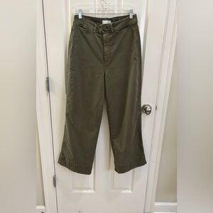 LOFT Curvy Green Cropped Wide Leg Pants